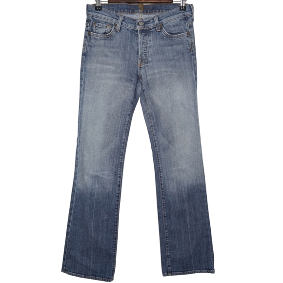 7 For All Mankind Women's Boy Cut Button Up Light Wash Blue Jeans Size 28 - Picture 1 of 16
